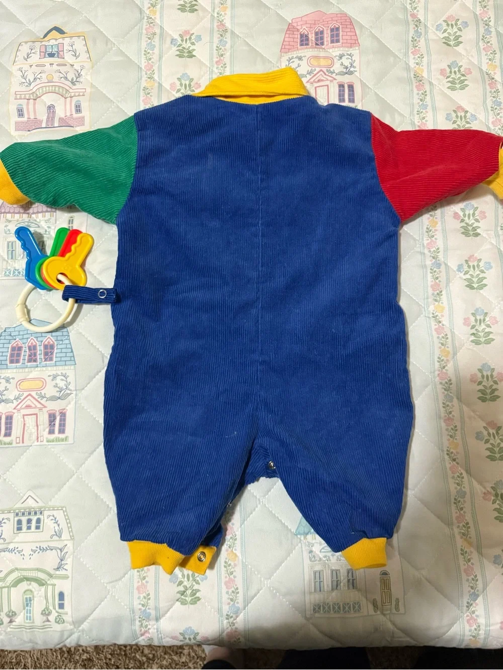 VTG Kids Corduroy One-Piece Romper - Multicolor Car Motif